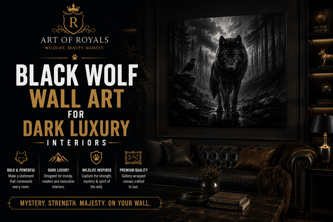 Black Wolf Wall Art for Dark Luxury Interiors | ArtOfRoyals - ART OF ROYALS