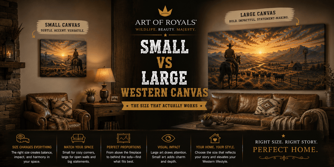 Small vs Large Western Canvas: The Size That Actually Works - ART OF ROYALS