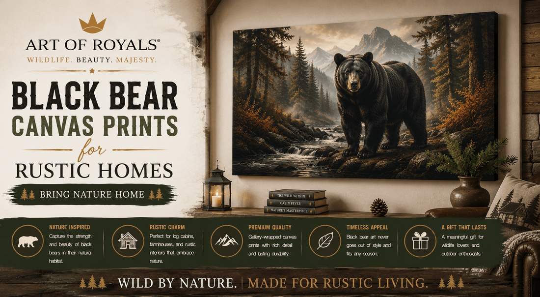 Black Bear Canvas Prints for Rustic Homes - ART OF ROYALS