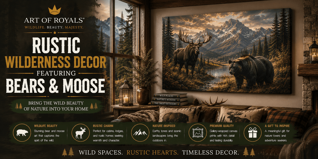 Rustic Wilderness Decor Featuring Bears and Moose - ART OF ROYALS