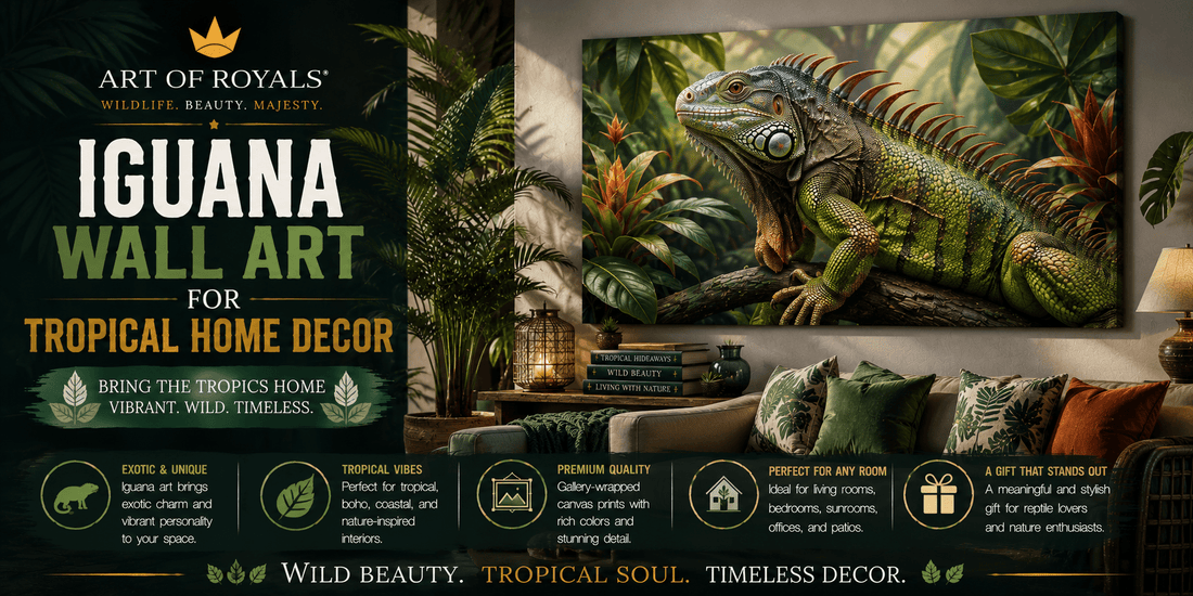 Iguana Wall Art for Tropical Home Decor - ART OF ROYALS
