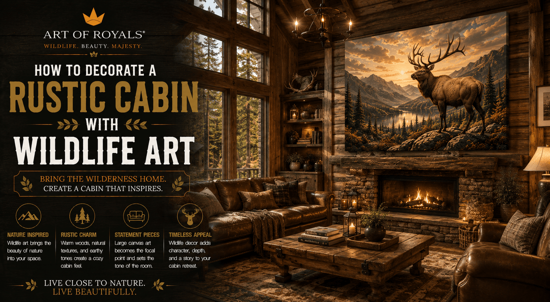 How to Decorate a Rustic Cabin with Wildlife Art - ART OF ROYALS