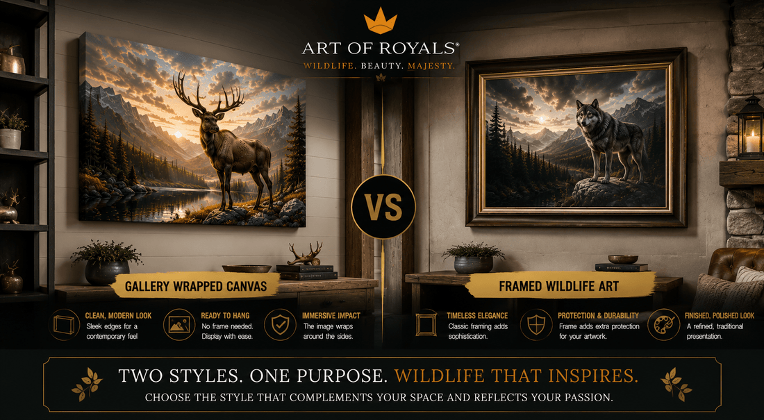 Gallery Wrapped Canvas vs Framed Wildlife Art - ART OF ROYALS