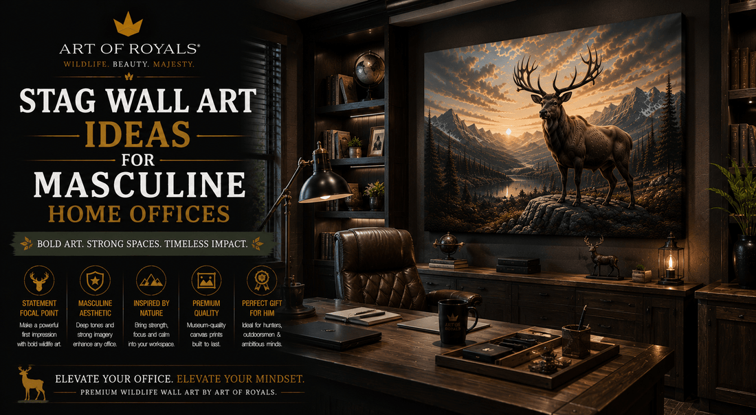 Stag Wall Art Ideas for Masculine Home Offices - ART OF ROYALS