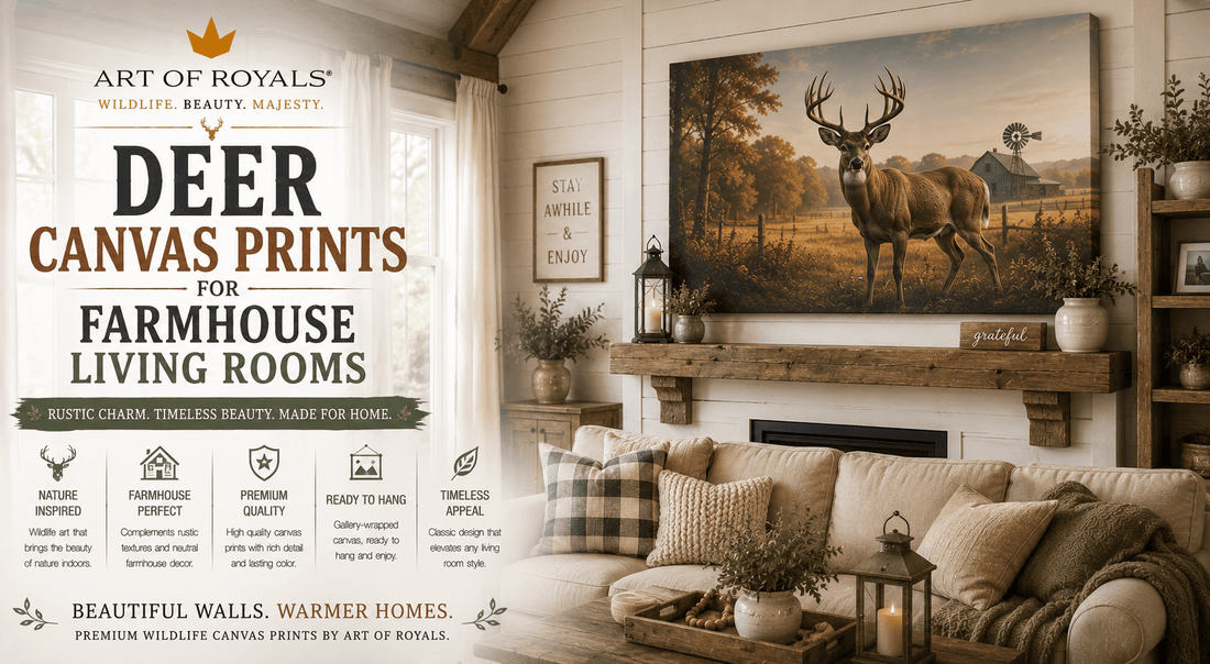 Deer Canvas Prints for Farmhouse Living Rooms - ART OF ROYALS