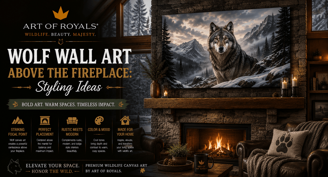 Wolf Wall Art Above the Fireplace: Styling Ideas - ART OF ROYALS