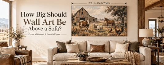 How Big Should Wall Art Be Above a Sofa? | Complete Size Guide - ART OF ROYALS