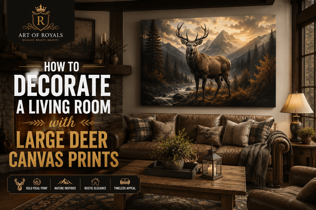 How to Decorate a Living Room with Large Deer Canvas Prints | ArtOfRoyals - ART OF ROYALS