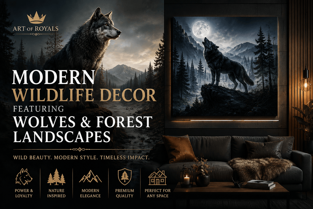Modern Wildlife Decor Featuring Wolves and Forest Landscapes | ArtOfRoyals - ART OF ROYALS