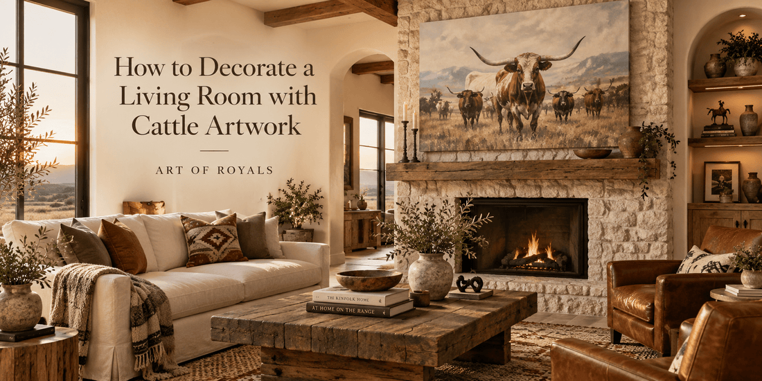 How to Decorate a Living Room with Cattle Artwork - ART OF ROYALS