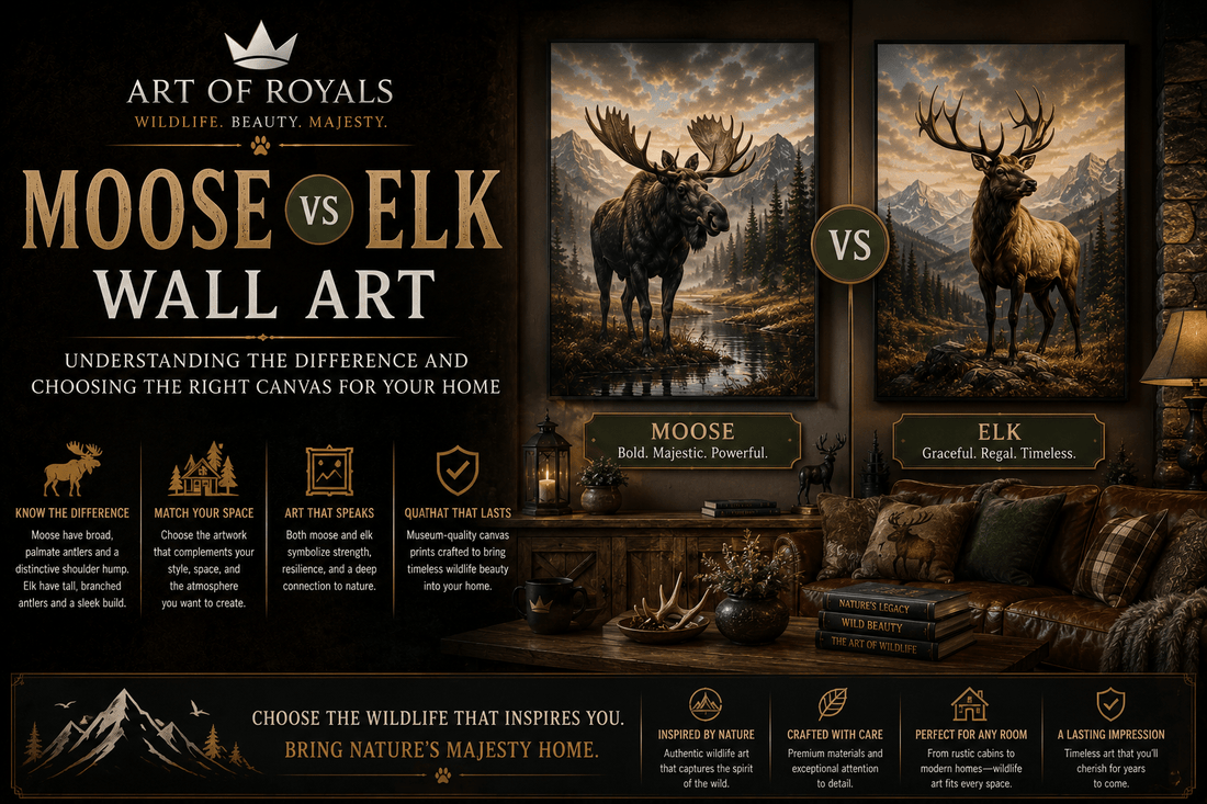 Moose vs Elk Wall Art: Understanding the Difference and Choosing the Right Canvas for Your Home - ART OF ROYALS