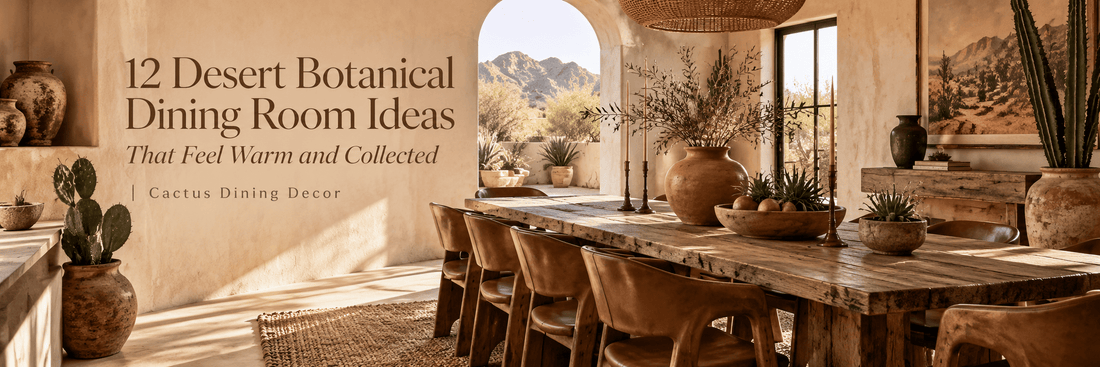 12 Desert Botanical Dining Room Ideas That Feel Warm and Collected | Cactus Dining Decor - ART OF ROYALS