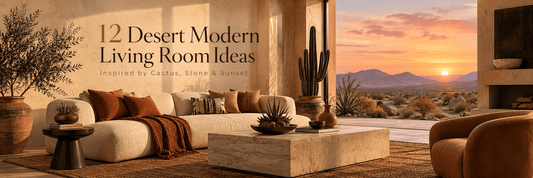12 Desert Modern Living Room Ideas Inspired by Cactus, Stone & Sunset | Southwest Modern Decor - ART OF ROYALS