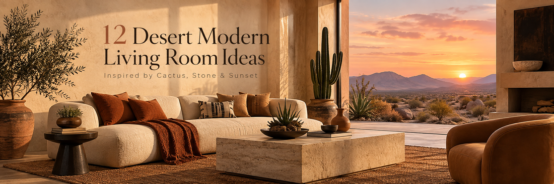 12 Desert Modern Living Room Ideas Inspired by Cactus, Stone & Sunset | Southwest Modern Decor