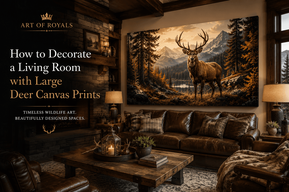How to Decorate a Living Room with Large Deer Canvas Prints | ArtOfRoyals - ART OF ROYALS