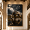 Cowboy and Appaloosa Horse Wrapped Canvas Wall Art – Stormy Western Ranch Landscape Print