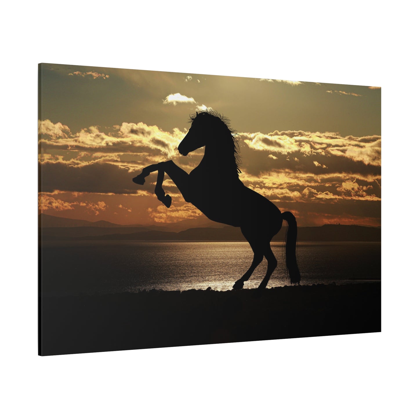 Majestic Horse Sunset Silhouette Canvas Wall Art – Grace and Strength of the Wild