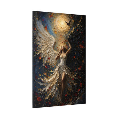 Rising Angel – Gold Sun and Autumn Wings Canvas Wall Art - ART OF ROYALS