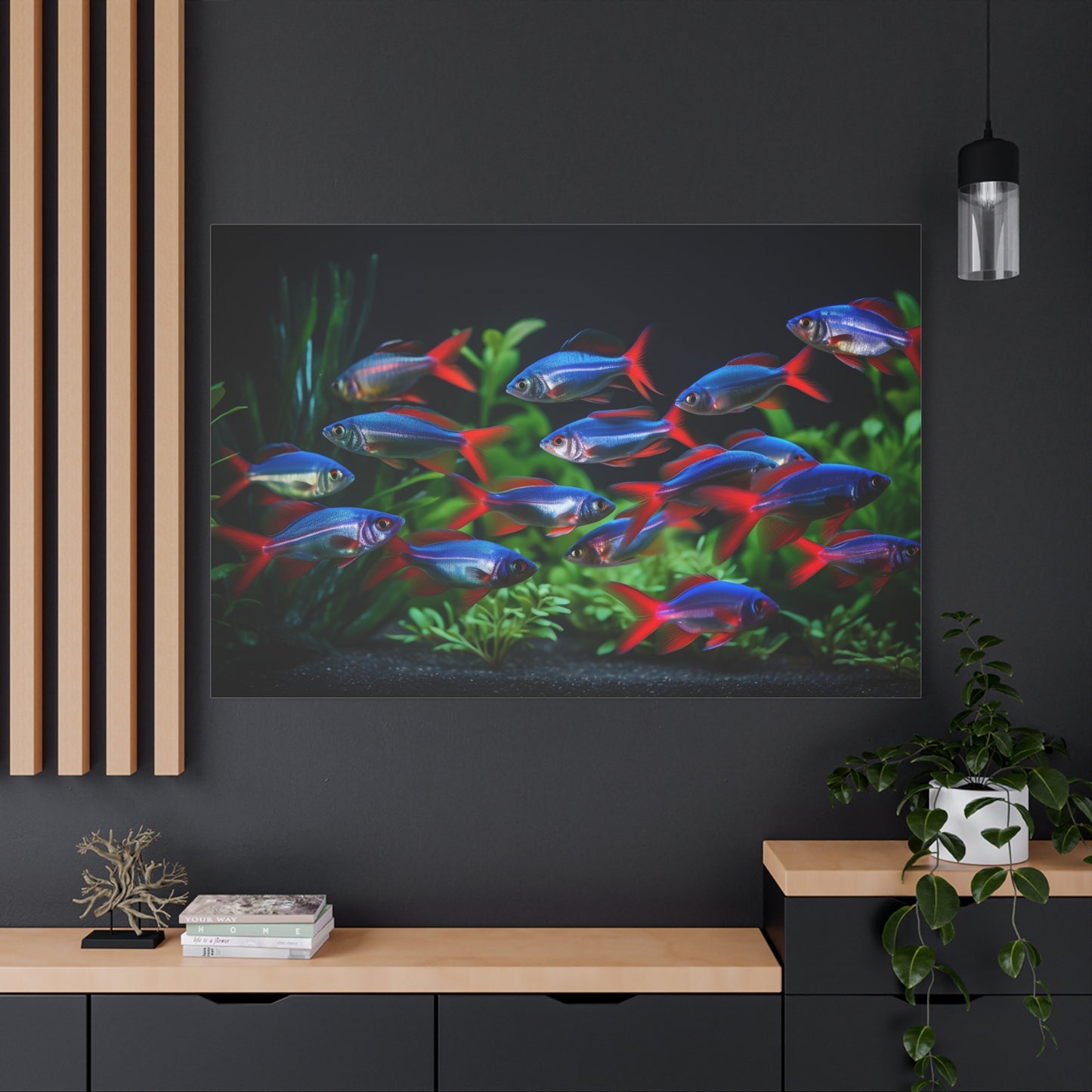 Neon Tetra Canvas Wall Art – Radiant Aquarium Beauty