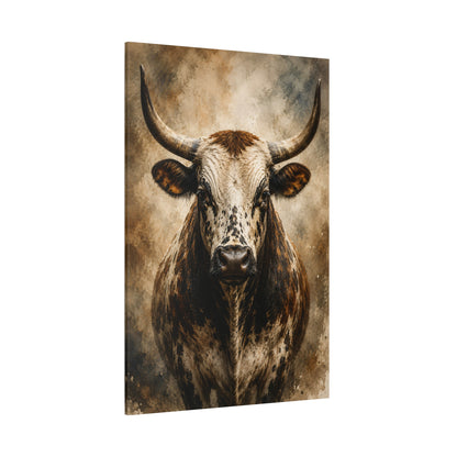 Speckled Bull – Longhorn Portrait Canvas Wall Art - ART OF ROYALS