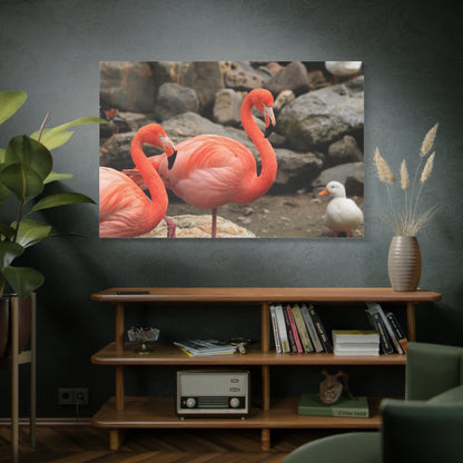 Pink Flamingo Canvas Wall Art – Elegant Tropical Bird Decor for Living Room & Office Spaces