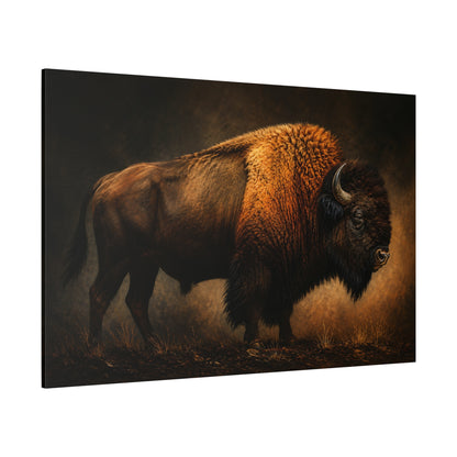 Bison Studio Portrait Wrapped Canvas Wall Art – Warm Golden Light Fine Art Print - ART OF ROYALS