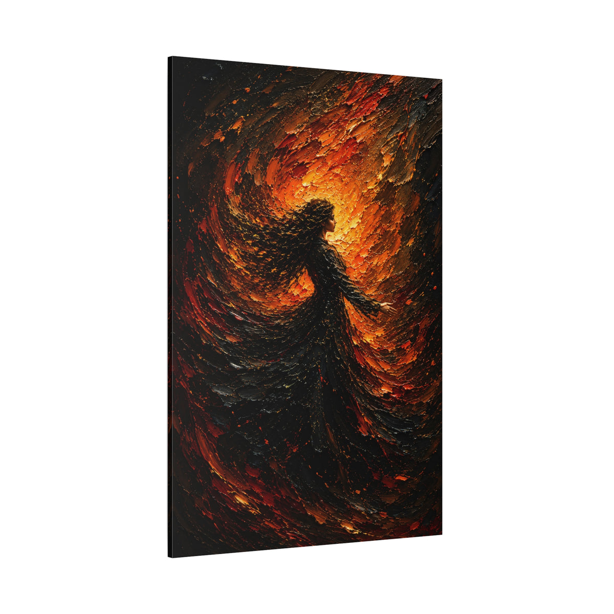 Into the Fire – Woman and Flame Impasto Canvas Wall Art - ART OF ROYALS