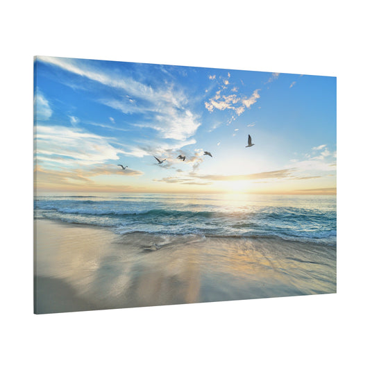 Seaside Serenity – Birds in Flight Over Ocean Waves