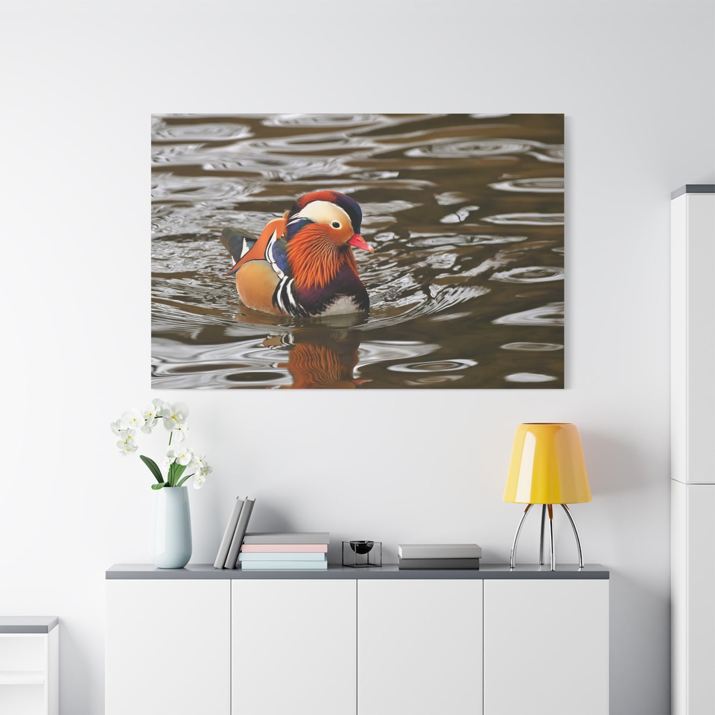 Mandarin Ducks Canvas Wall Art – Vibrant Aquatic Elegance