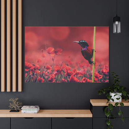 Serene Bird Among Poppies – A Symbol of Peace & Beauty