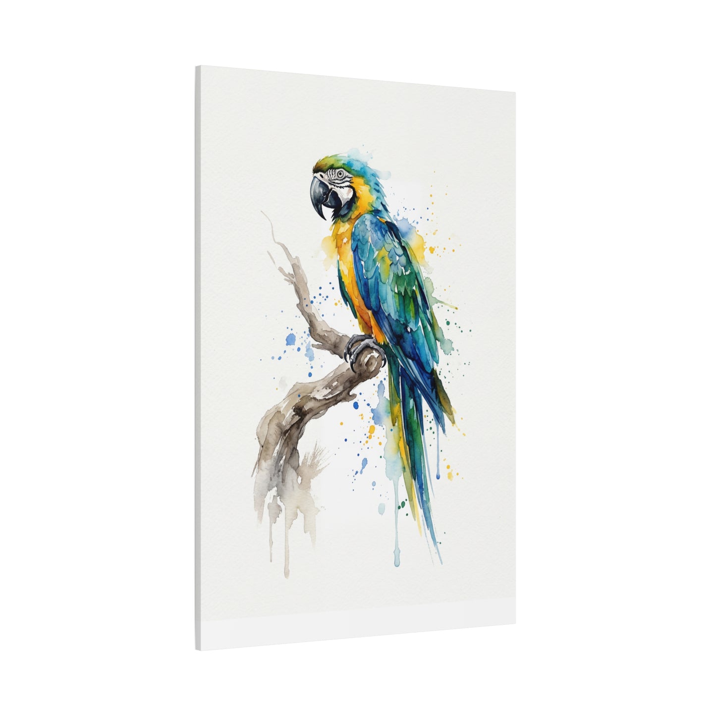 Vibrant Watercolor Macaw – Elegant Tropical Bird Canvas Wall Art