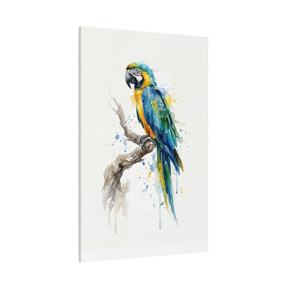 Vibrant Watercolor Macaw – Elegant Tropical Bird Canvas Wall Art