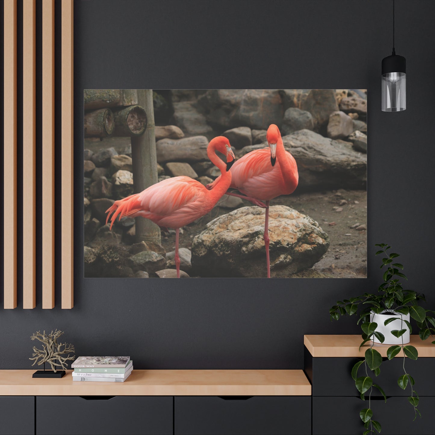 Graceful Pink Flamingo Canvas Wall Art – Tropical Elegance