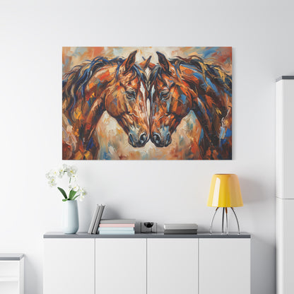 Bonded Horses – Expressive Abstract Equine Canvas Wall Art