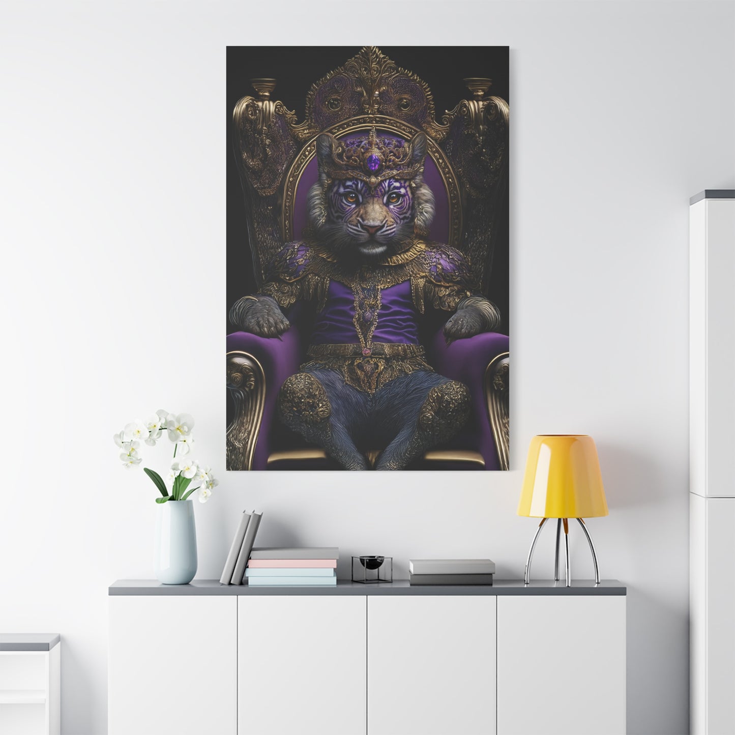 Majestic Monarch – The Regal Lion of Gold & Purple