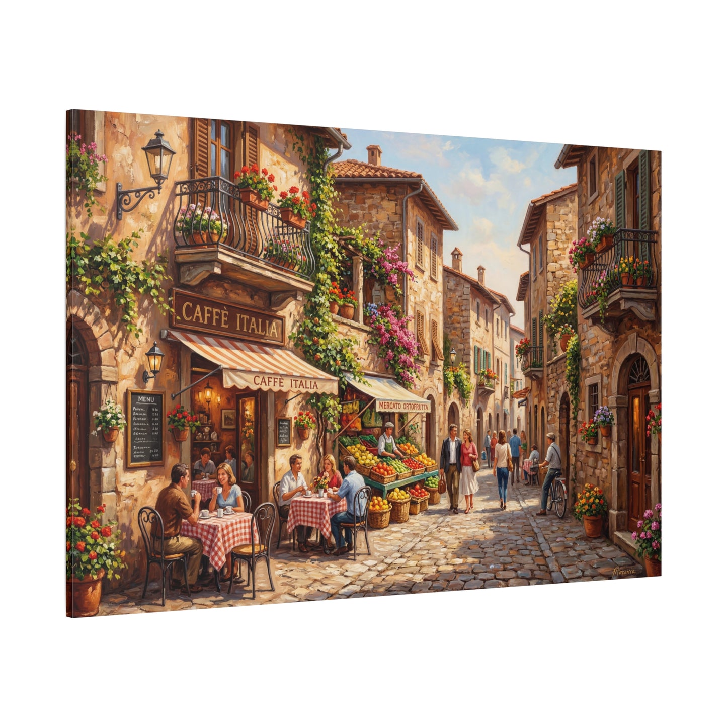 Caffè Italia Street – Charming Italian Village Canvas Wall Art