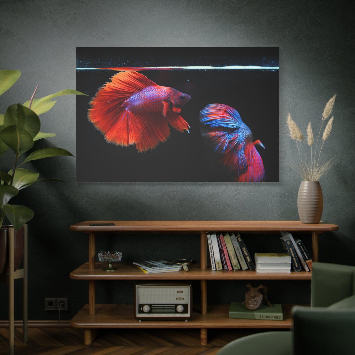 Majestic Siamese Fighting Fish Canvas Wall Art – Vibrant Betta Fish Print for Elegant Home Decor