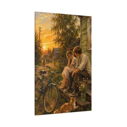 Golden Porch Evening – Rustic Countryside Canvas Wall Art - ART OF ROYALS