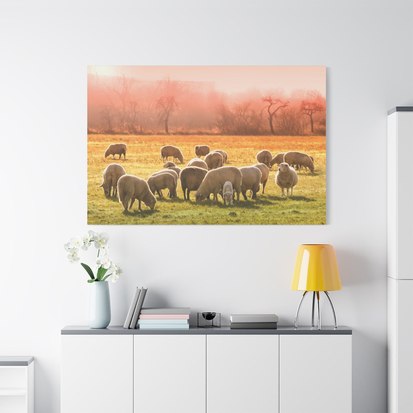 Peaceful Sheep Flock Canvas Wall Art – Tranquil Countryside Serenity