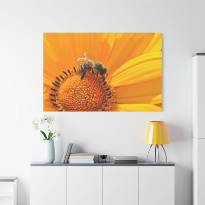 Delicate Honeybee on Flower Canvas Wall Art – A Tribute to Nature’s Pollinators