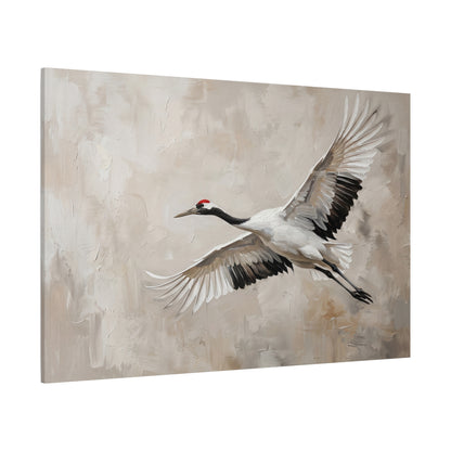 Grace in Flight – Elegant Crane Bird Canvas Wall Art