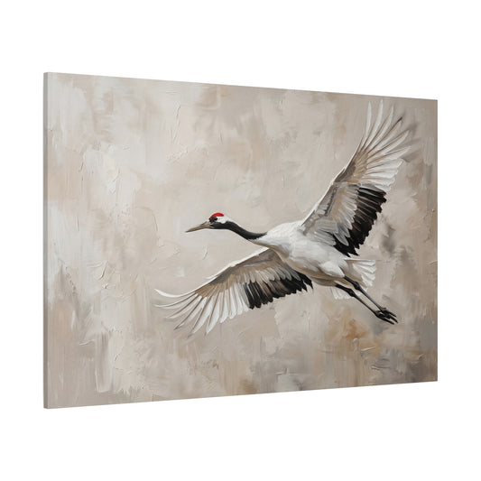 Grace in Flight – Elegant Crane Bird Canvas Wall Art