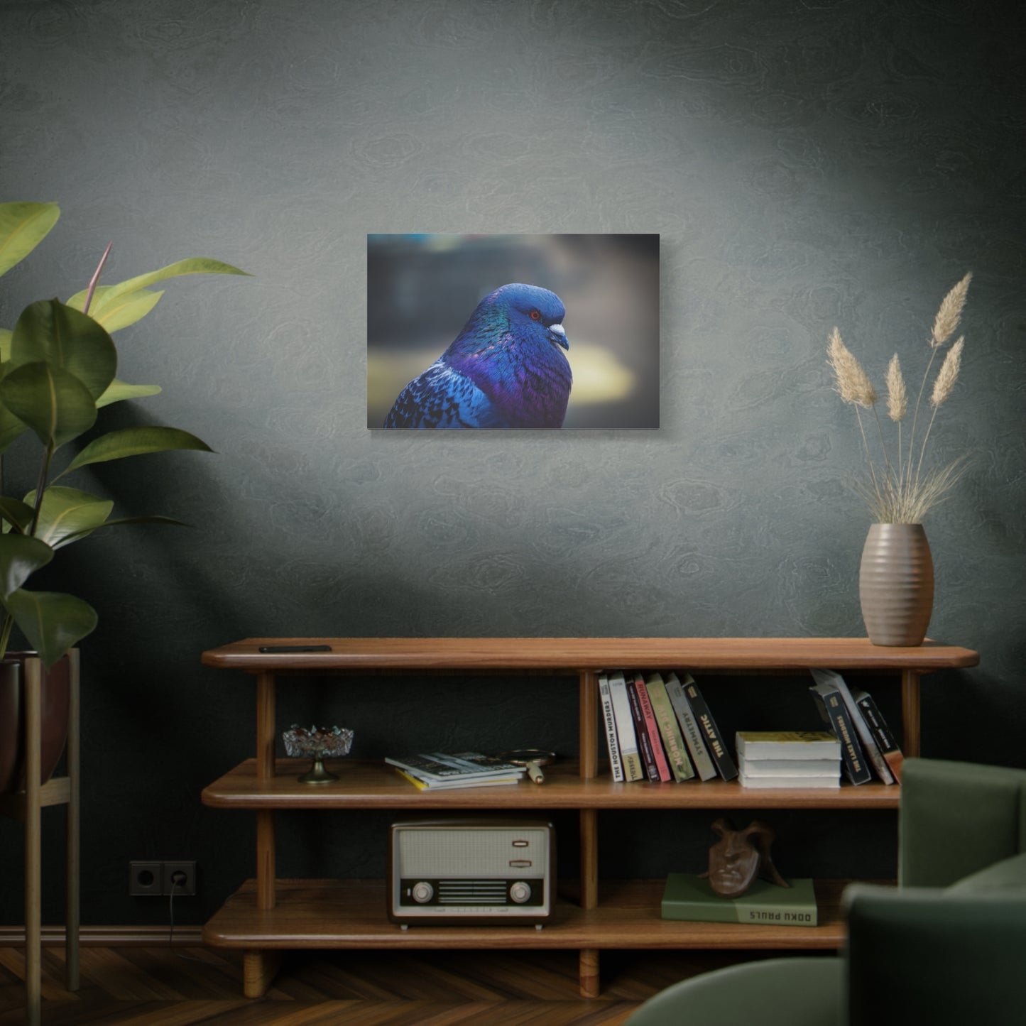 Serene Pigeon Canvas Art – Elegant Bird Feathers Print