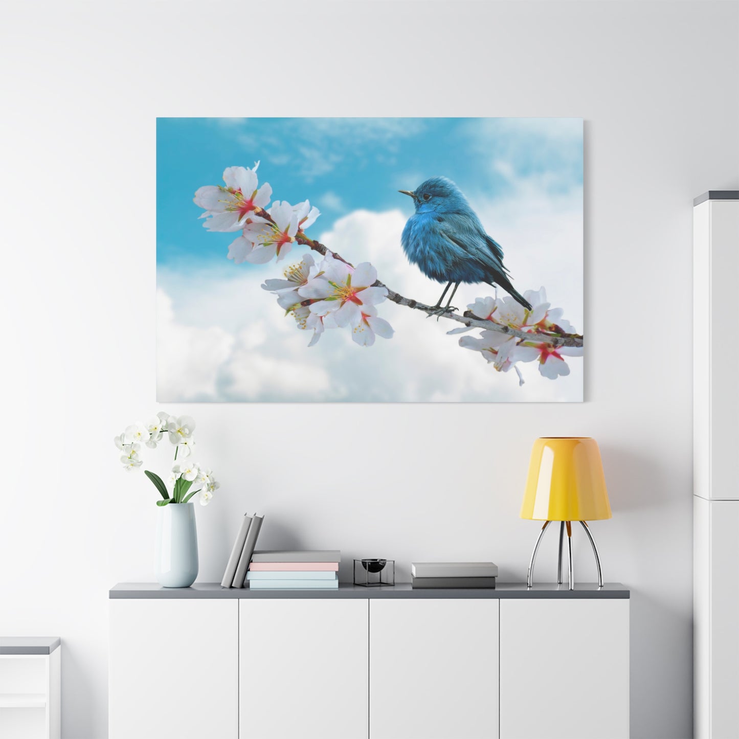 Blue Bird Canvas Wall Art – Graceful Sky Serenity