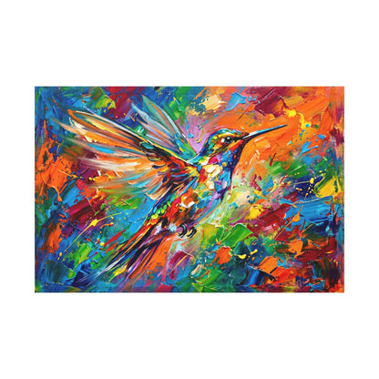 Electric Hummingbird Burst – Abstract Color Splash Canvas Wall Art