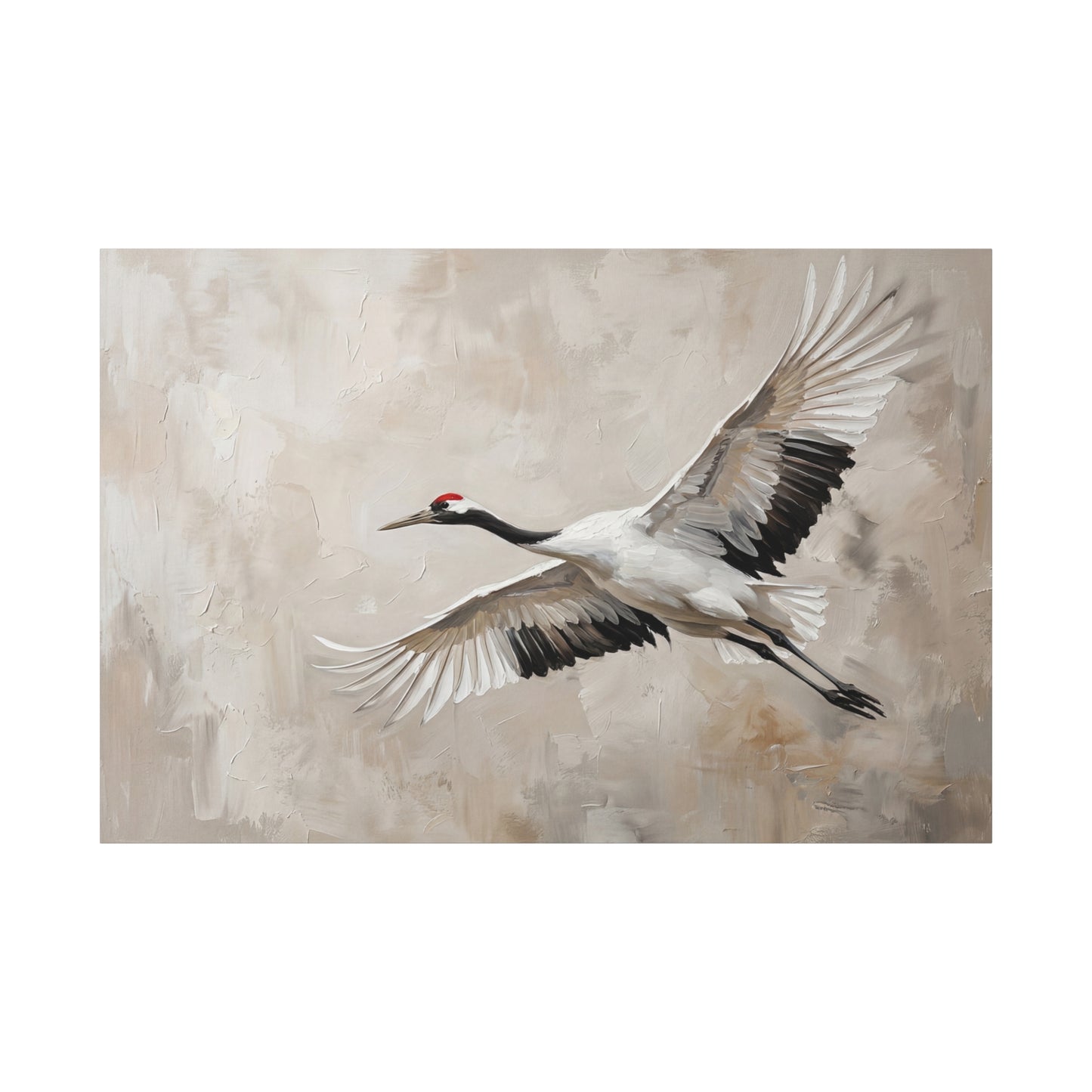 Grace in Flight – Elegant Crane Bird Canvas Wall Art
