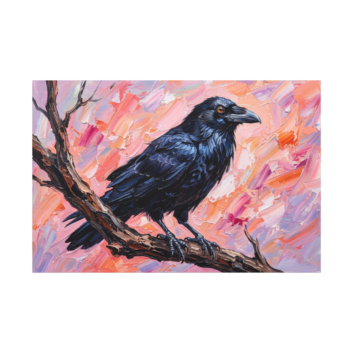 Midnight Raven – Abstract Black Bird Canvas Wall Art