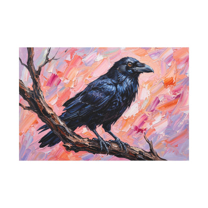 Midnight Raven – Abstract Black Bird Canvas Wall Art