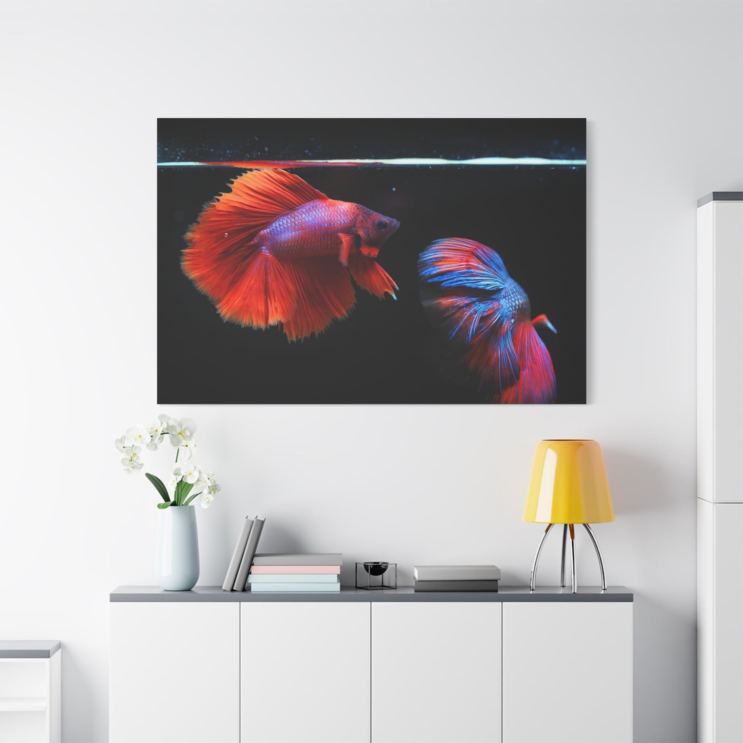 Majestic Siamese Fighting Fish Canvas Wall Art – Vibrant Betta Fish Print for Elegant Home Decor