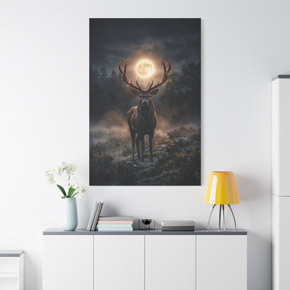 Moonlit Stag Majesty – Mystical Deer Canvas Wall Art